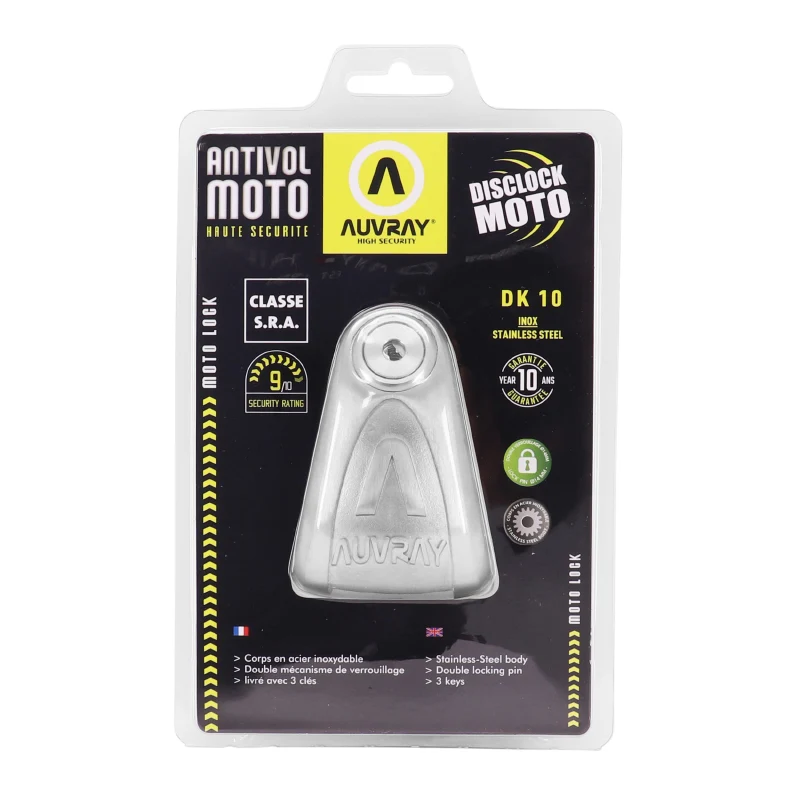 Antivol Bloque Disque Auvray Dk10 Diam 10Mm Inox (Classe Sra)