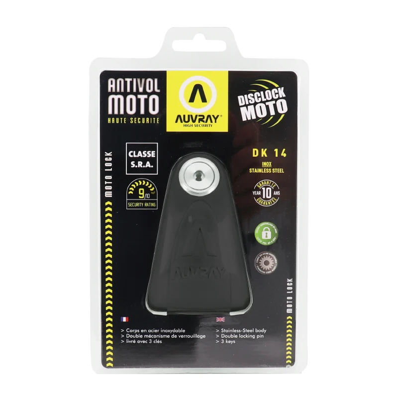 Antivol Bloque Disque Auvray Dk14 Diam 14Mm Noir Mat (Classe Sra)