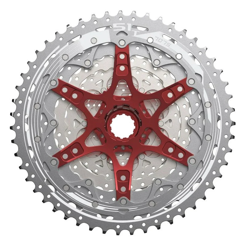 CASSETTE 12V. SUNRACE MZ903 11-51 VTT COMPATIBLE SHIMANO METALLIC ARGENT (LIVRE EN BOITE) (11-13-15-17-19-21-24-28-33-39-45-51)