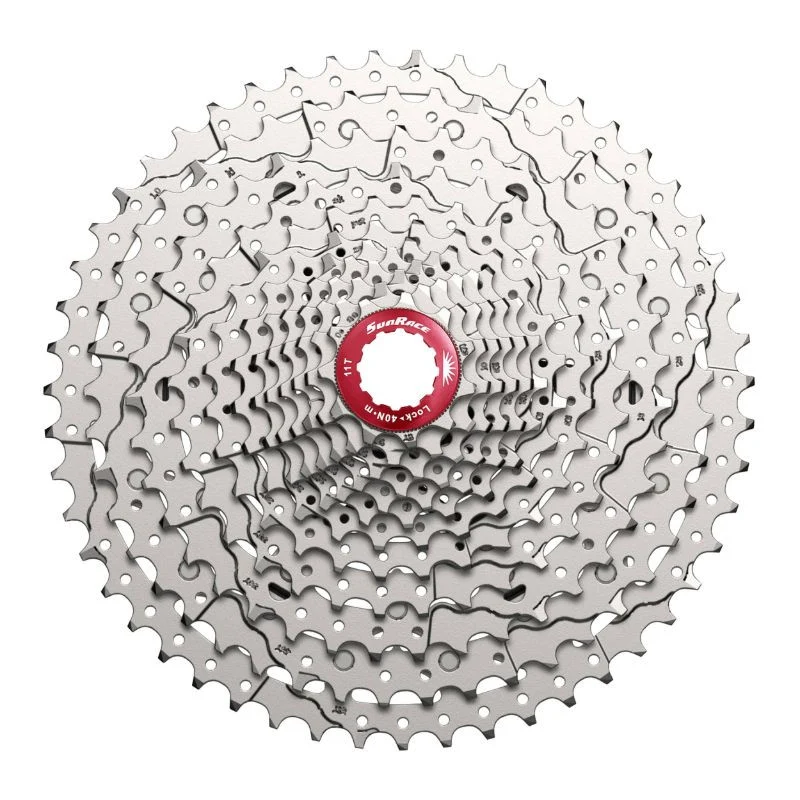 CASSETTE 12V. SUNRACE MZ800 11-51 VTT COMPATIBLE SHIMANO METALLIC ARGENT (LIVRE EN BOITE) (11-13-15-17-19-21-24-28-33-39-45-51)
