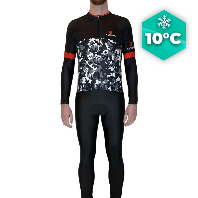 Tenue cycliste Automne Noir et rouge - Military