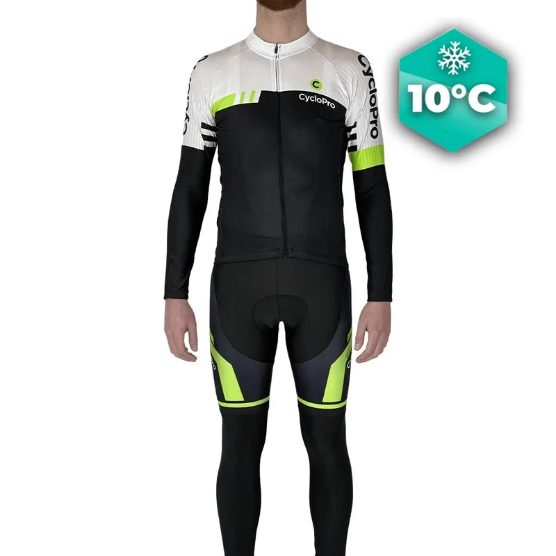 Tenue Cycliste Automne Blanche et Verte - Pro+