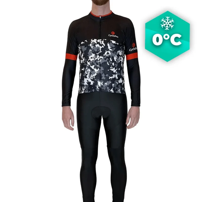 Tenue cycliste hiver Noir et rouge - Military