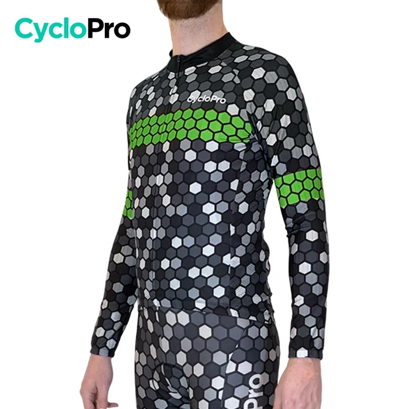 MAILLOT LONG DE CYCLISME VERT - HIVER - ATMOSPHERE+