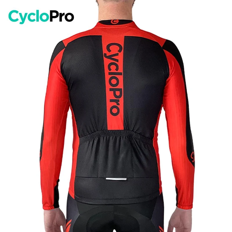 MAILLOT LONG DE CYCLISME ROUGE - HIVER - FLASH+