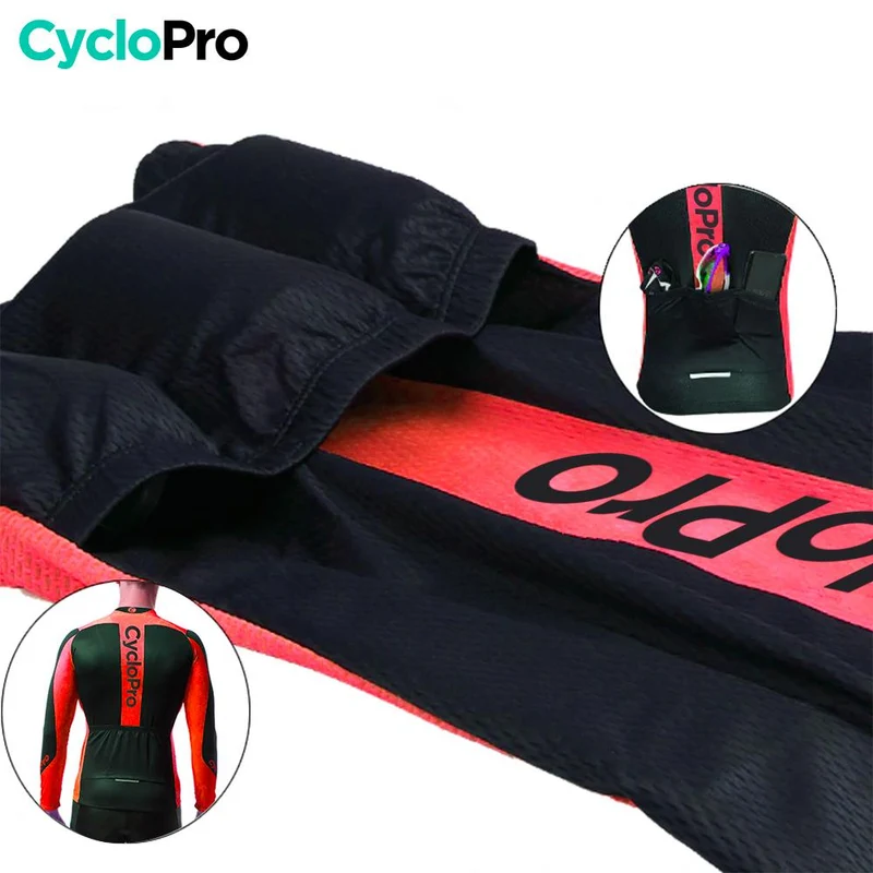 MAILLOT LONG DE CYCLISME ROUGE - HIVER - FLASH+
