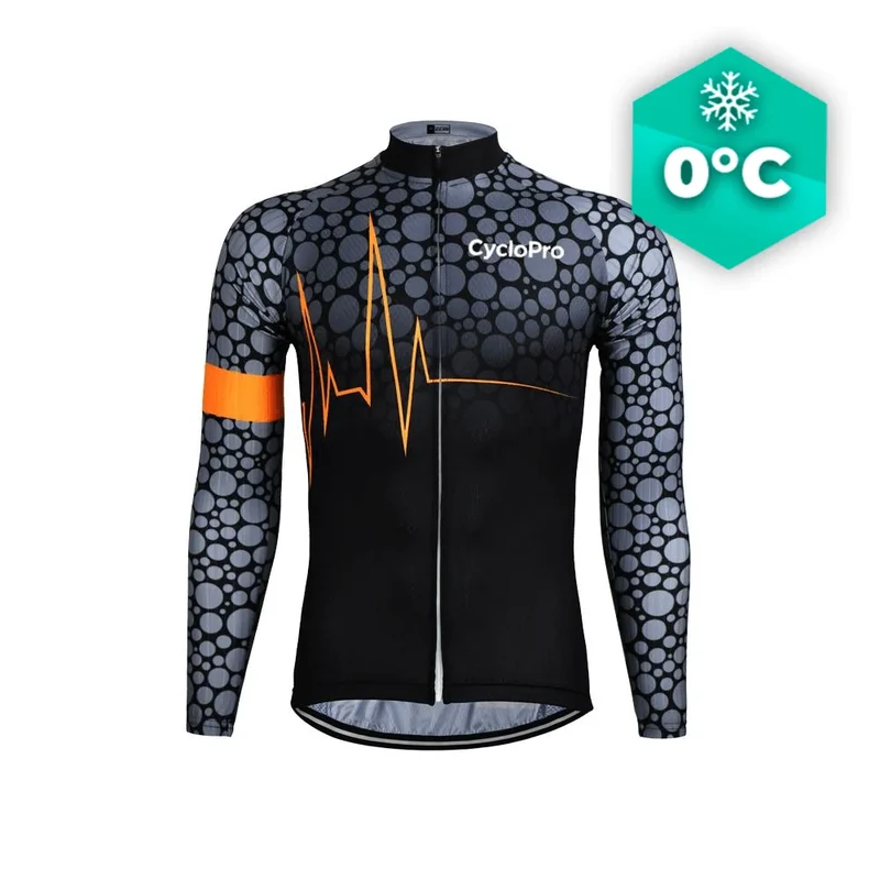 MAILLOT LONG DE CYCLISME ORANGE - HIVER - PULSATION+