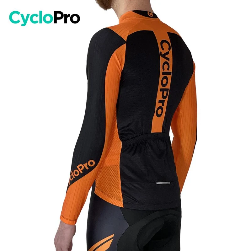 MAILLOT LONG DE CYCLISME ORANGE - HIVER - FLASH+