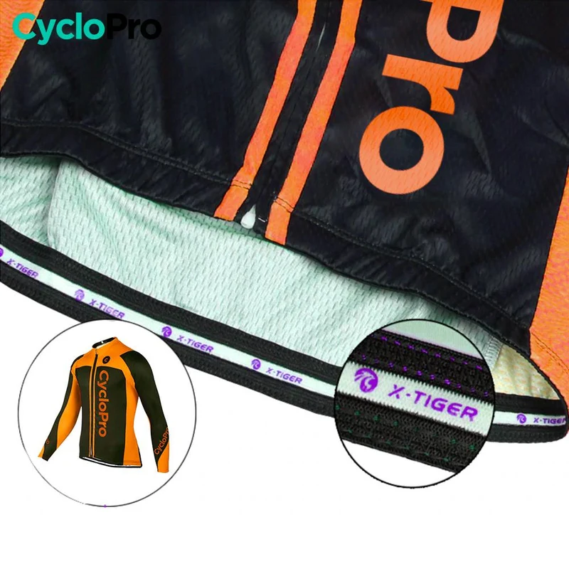 MAILLOT LONG DE CYCLISME ORANGE - HIVER - FLASH+