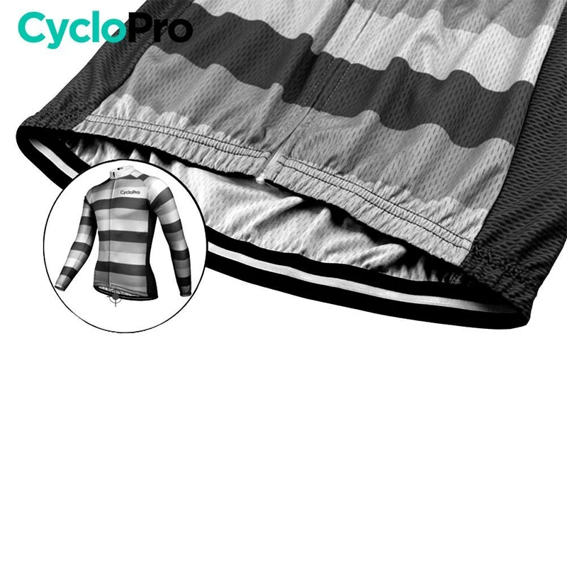 MAILLOT LONG DE CYCLISME NOIR ET BLANC - HIVER - ÉVASION+