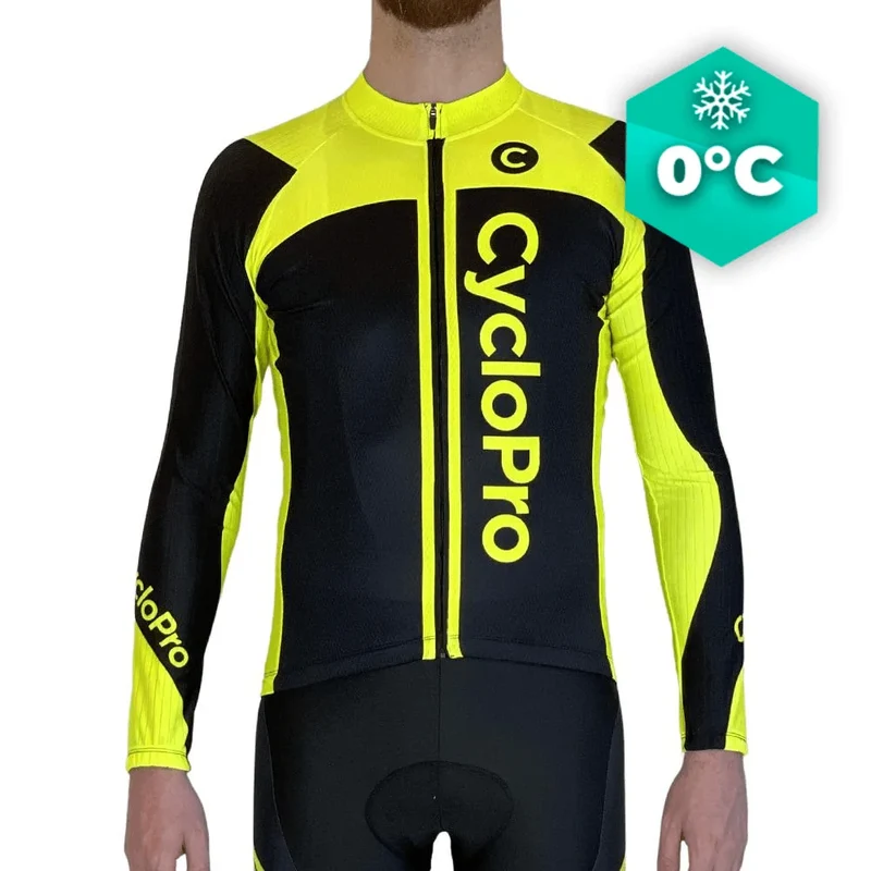 MAILLOT LONG DE CYCLISME JAUNE FLUO - HIVER - FLASH+