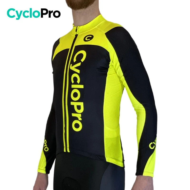 MAILLOT LONG DE CYCLISME JAUNE FLUO - HIVER - FLASH+