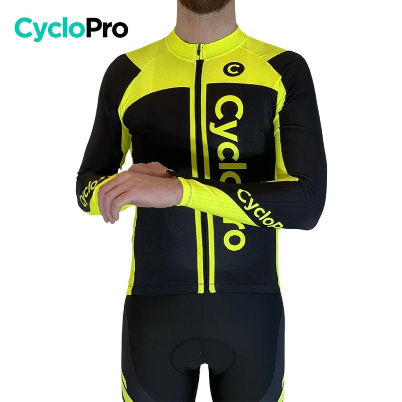 MAILLOT LONG DE CYCLISME JAUNE FLUO - HIVER - FLASH+