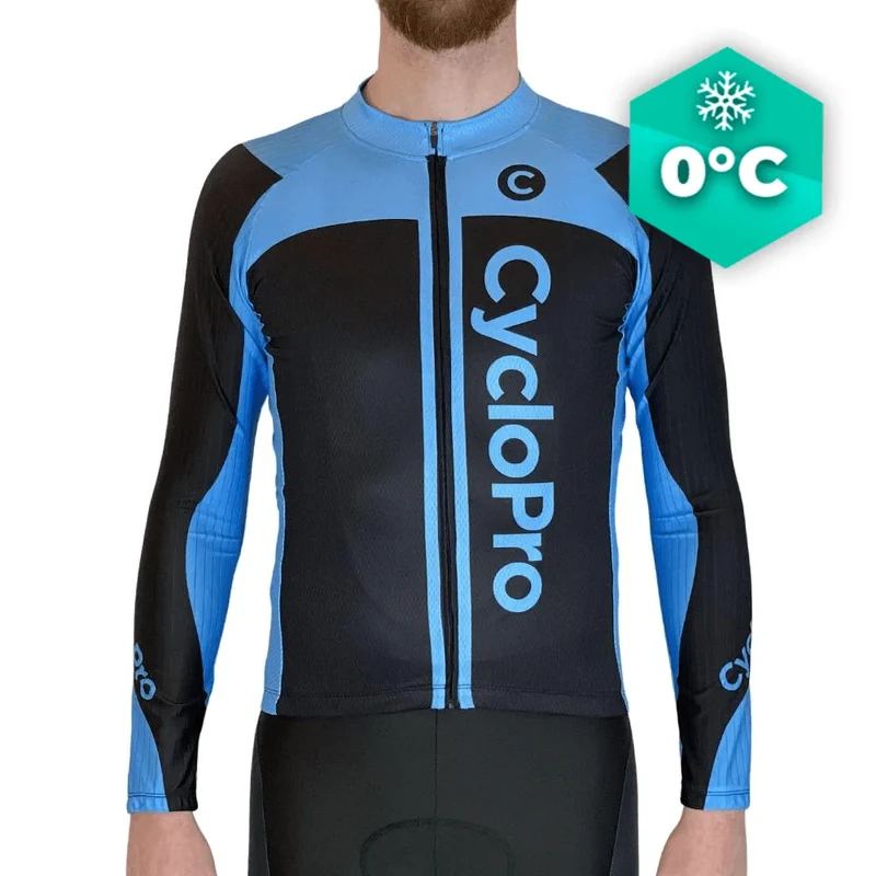 MAILLOT LONG DE CYCLISME BLEU - HIVER - FLASH+