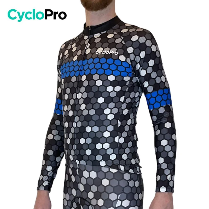 MAILLOT LONG DE CYCLISME BLEU - HIVER - ATMOSPHERE+