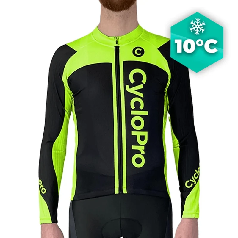 MAILLOT LONG DE CYCLISME VERT - AUTOMNE - FLASH+