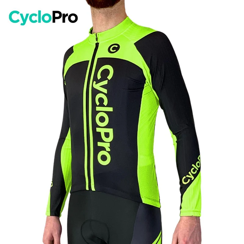 MAILLOT LONG DE CYCLISME VERT - AUTOMNE - FLASH+