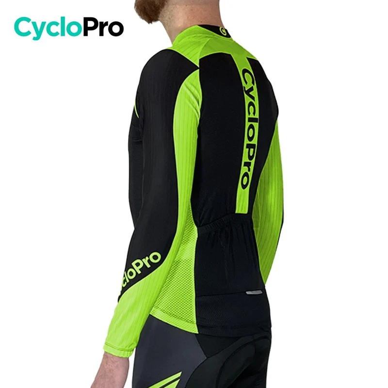 MAILLOT LONG DE CYCLISME VERT - AUTOMNE - FLASH+