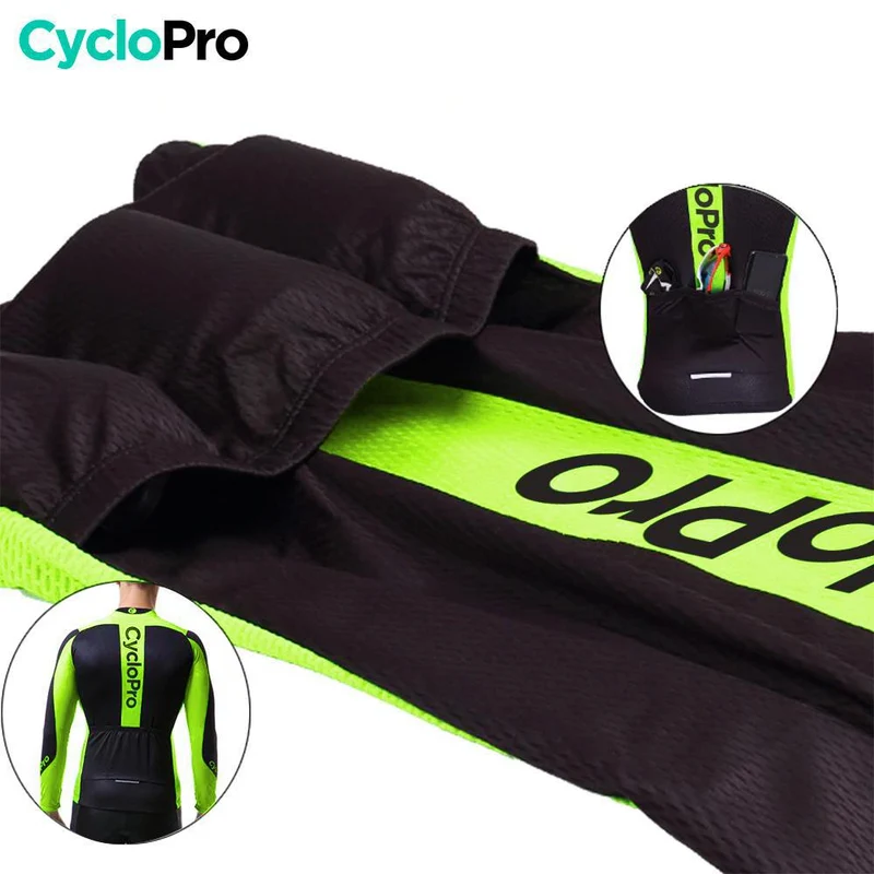 MAILLOT LONG DE CYCLISME VERT - AUTOMNE - FLASH+