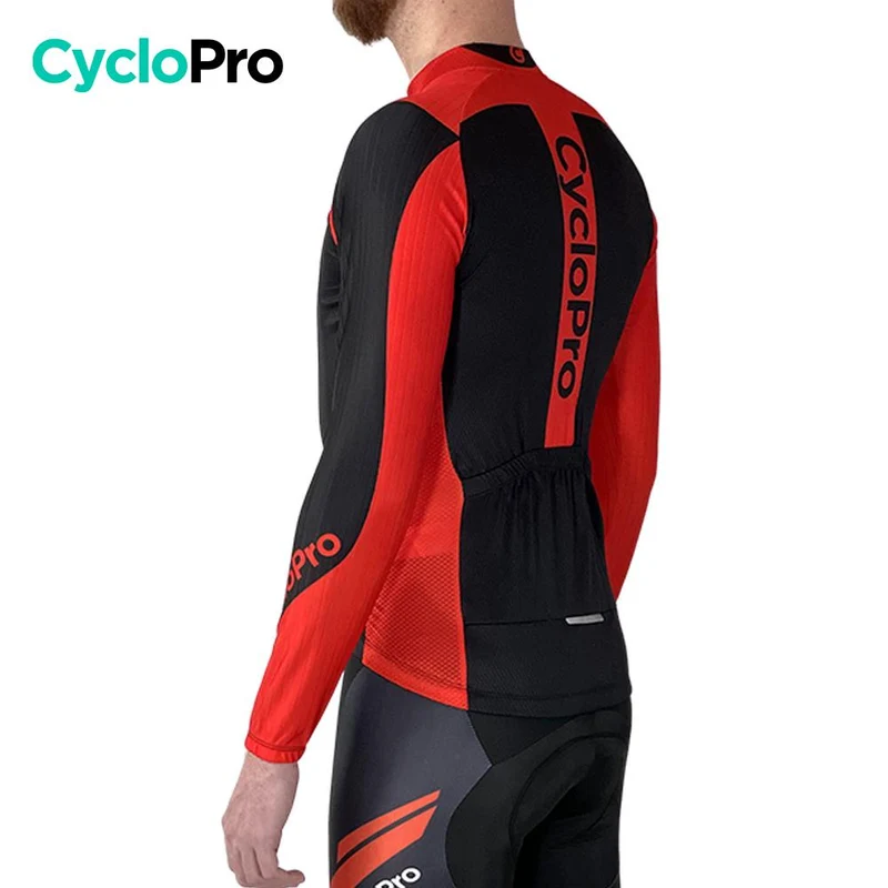 MAILLOT LONG DE CYCLISME ROUGE - AUTOMNE - FLASH+