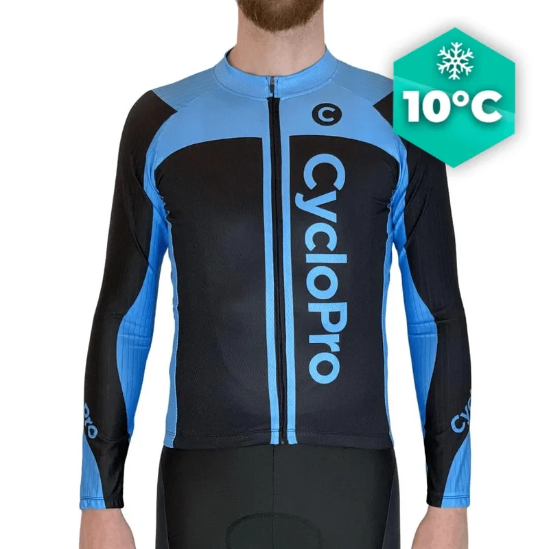 MAILLOT LONG DE CYCLISME BLEU - AUTOMNE - FLASH+