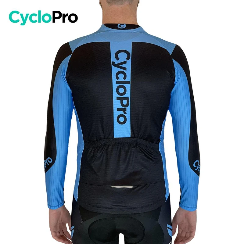 MAILLOT LONG DE CYCLISME BLEU - AUTOMNE - FLASH+