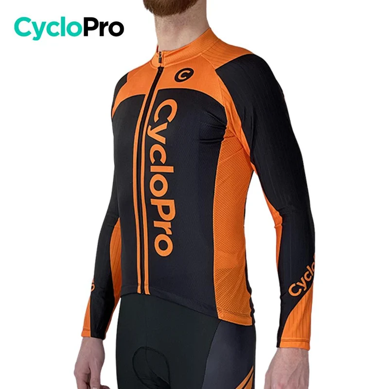 MAILLOT LONG DE CYCLISME ORANGE - AUTOMNE - FLASH+