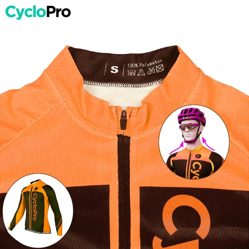 MAILLOT LONG DE CYCLISME ORANGE - AUTOMNE - FLASH+