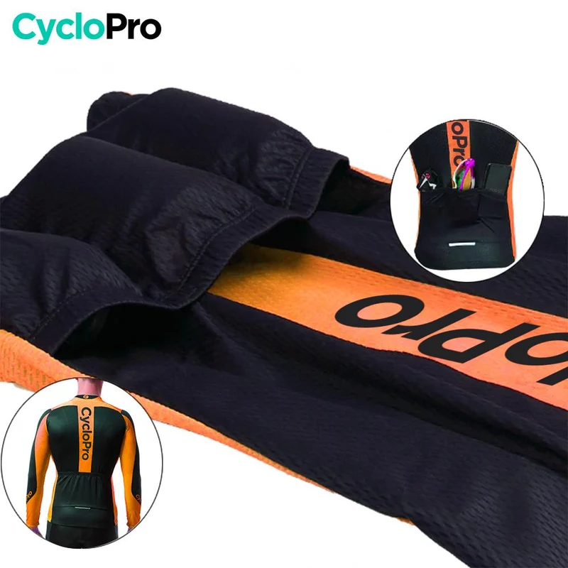 MAILLOT LONG DE CYCLISME ORANGE - AUTOMNE - FLASH+