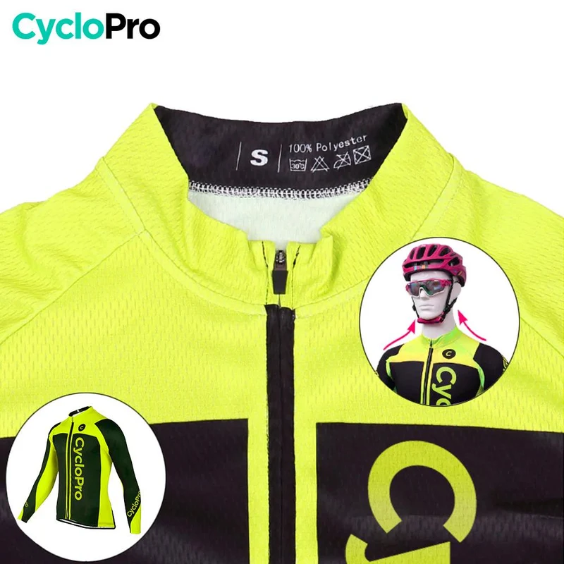 MAILLOT LONG DE CYCLISME JAUNE FLUO - AUTOMNE - FLASH+