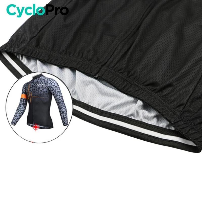 MAILLOT LONG DE CYCLISME ORANGE - AUTOMNE - PULSATION+