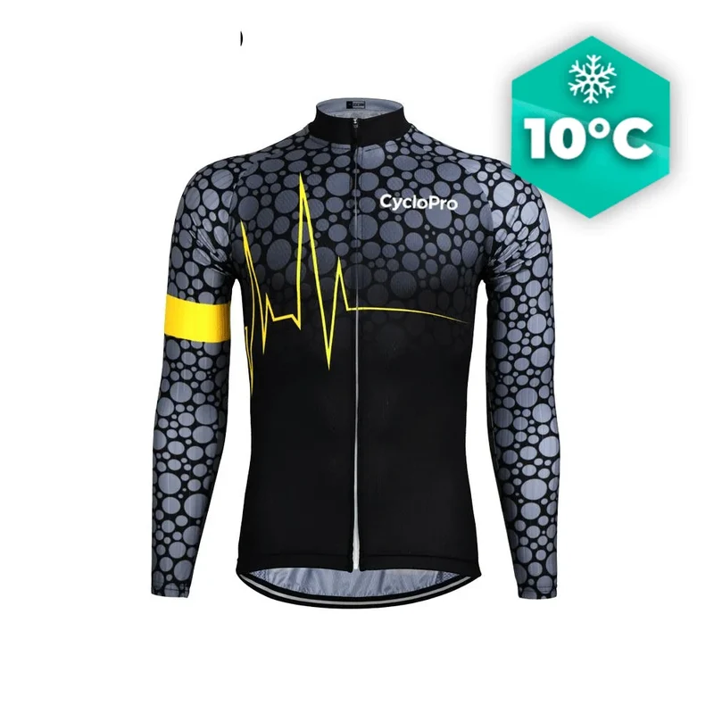 MAILLOT LONG DE CYCLISME JAUNE - AUTOMNE - PULSATION+