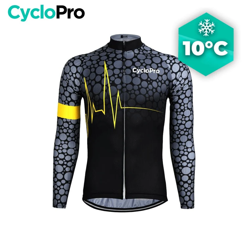 MAILLOT LONG DE CYCLISME JAUNE - AUTOMNE - PULSATION+
