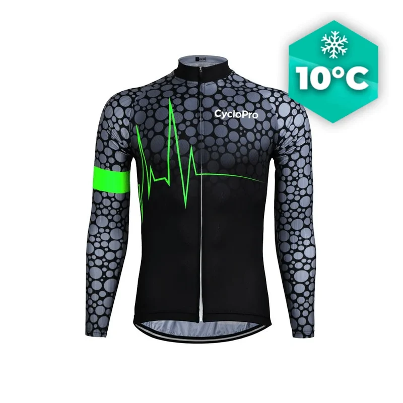 MAILLOT LONG DE CYCLISME VERT - AUTOMNE - PULSATION+