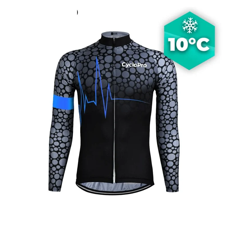 MAILLOT LONG DE CYCLISME BLEU - AUTOMNE - PULSATION+