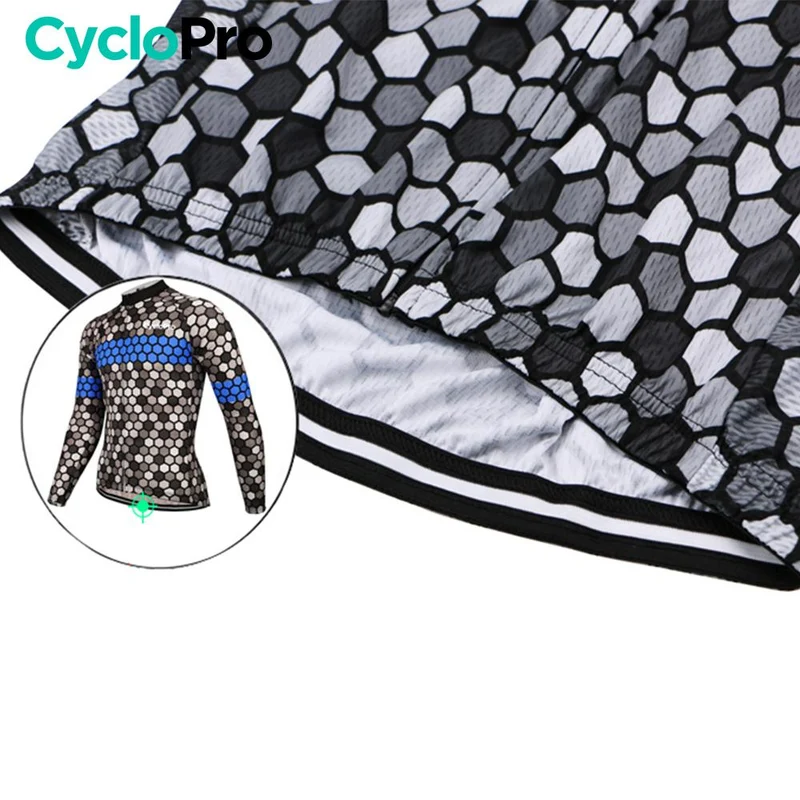 MAILLOT LONG DE CYCLISME BLEU - AUTOMNE - ATMOSPHERE+