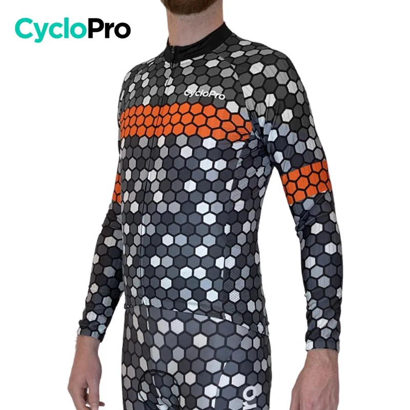 MAILLOT LONG DE CYCLISME ORANGE - AUTOMNE - ATMOSPHERE+