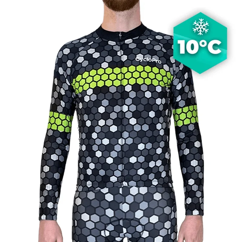 MAILLOT LONG DE CYCLISME JAUNE - AUTOMNE - ATMOSPHERE+