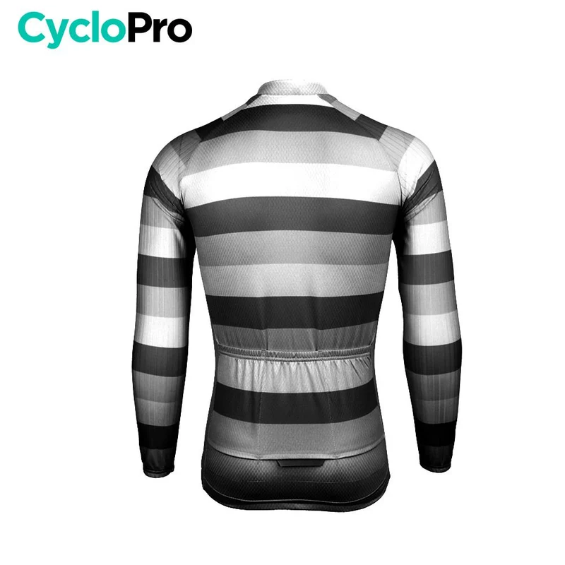 MAILLOT LONG DE CYCLISME NOIR ET BLANC - AUTOMNE - ÉVASION+