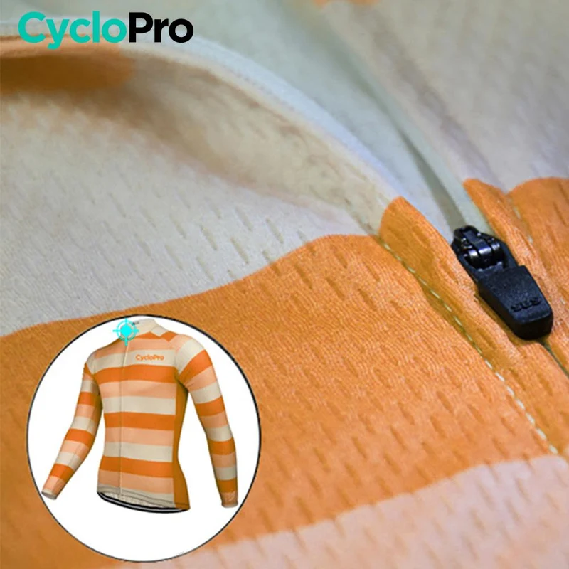 MAILLOT LONG DE CYCLISME ORANGE - AUTOMNE - ÉVASION+