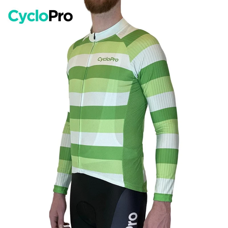 MAILLOT LONG DE CYCLISME VERT - AUTOMNE - ÉVASION+
