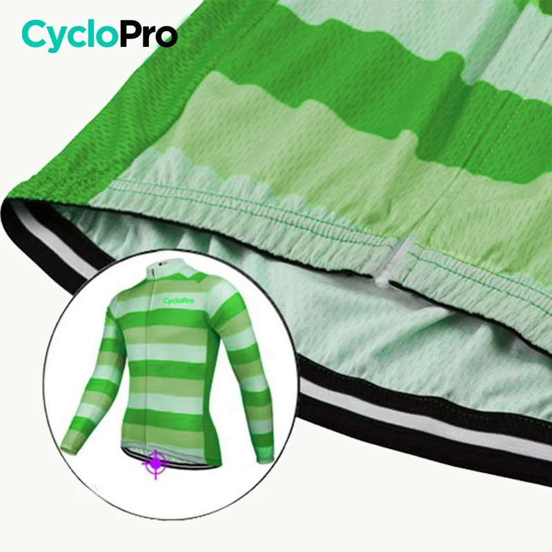 MAILLOT LONG DE CYCLISME VERT - AUTOMNE - ÉVASION+