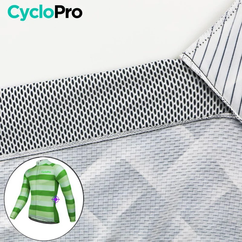 MAILLOT LONG DE CYCLISME VERT - AUTOMNE - ÉVASION+