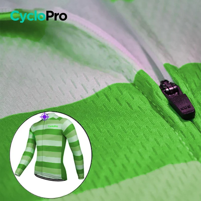 MAILLOT LONG DE CYCLISME VERT - AUTOMNE - ÉVASION+