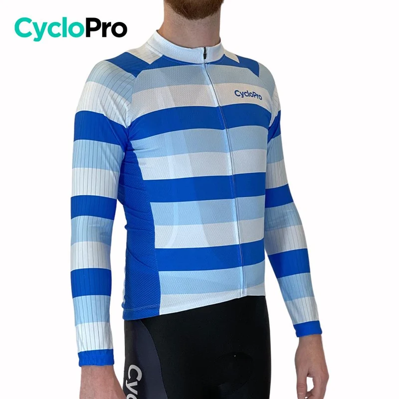MAILLOT LONG DE CYCLISME BLEU - AUTOMNE - ÉVASION+