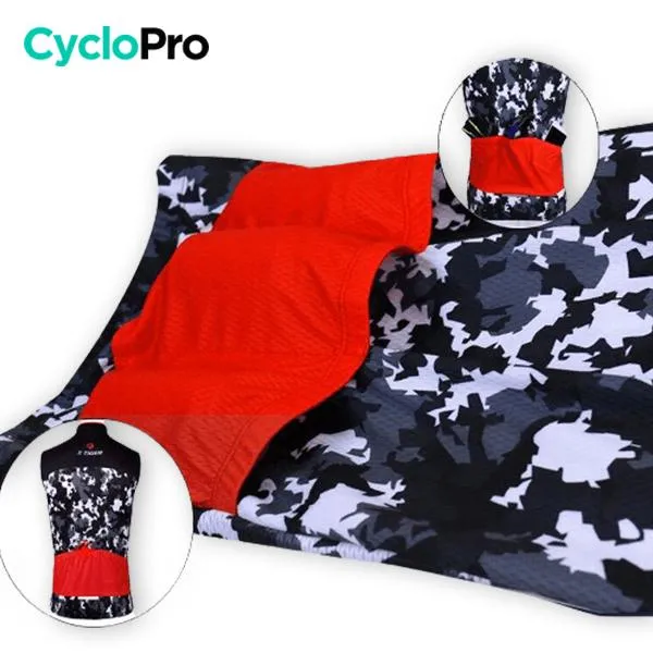 Maillot Cyclisme sans manches Noir et Blanc - Military