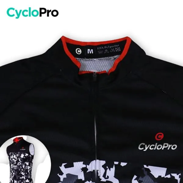 Maillot Cyclisme sans manches Noir et Blanc - Military
