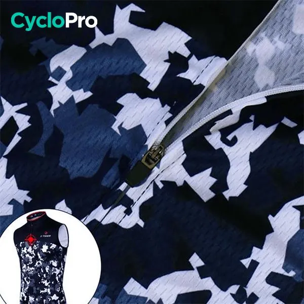 Maillot Cyclisme sans manches Noir et Blanc - Military