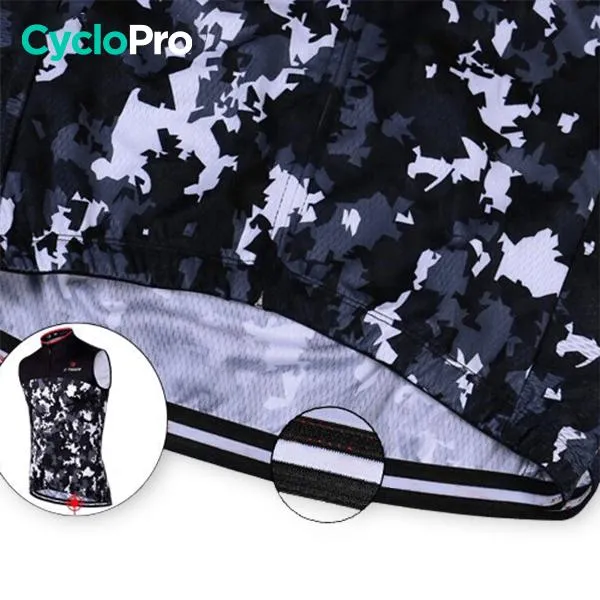 Maillot Cyclisme sans manches Noir et Blanc - Military