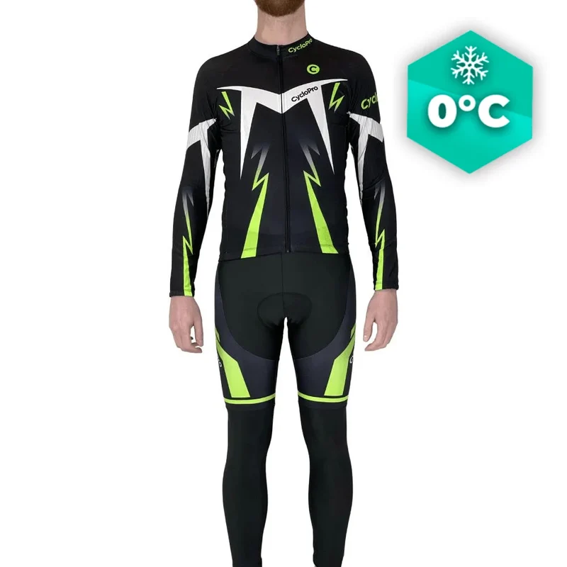 Tenue cycliste hiver Noire et Verte - Confort+